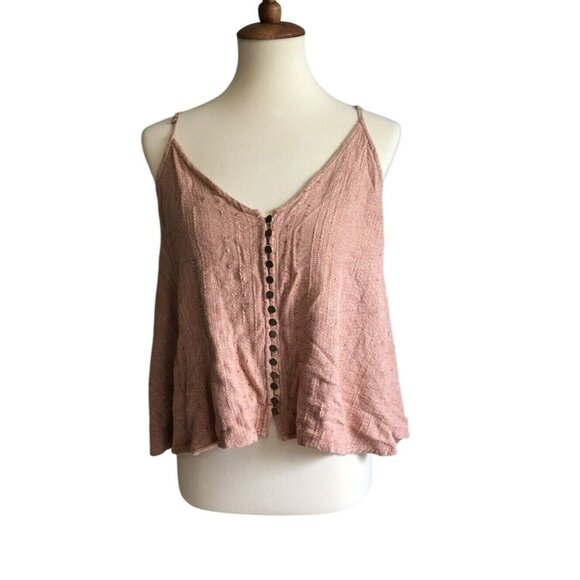 En Creme Tops - En Creme Women's Boho Cropped Top Blush Pink Size S